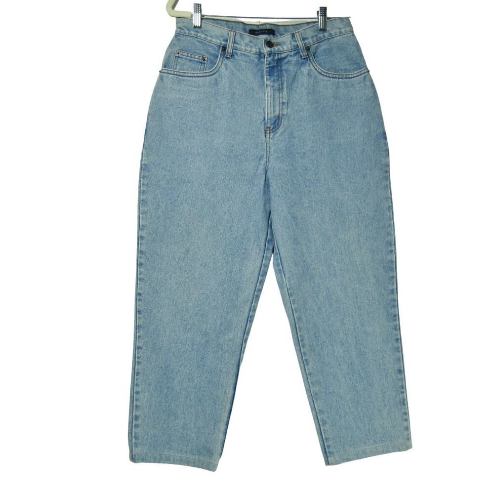 VTG 90s BARREL 10 High Waist Blue Jeans Crop Light Wash Mom Tapered Relaxed - Picture 1 of 9